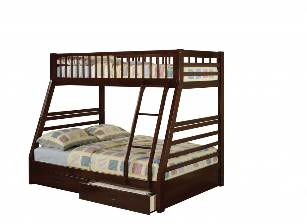 Brown Twin Over Full Size Bunk Bed By Homeroots | Beds | Modishstore - 7