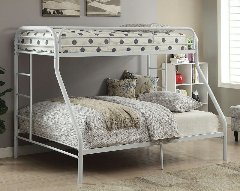 White Twin Xl Over Queen Size Metal Bunk Bed By Homeroots | Beds | Modishstore