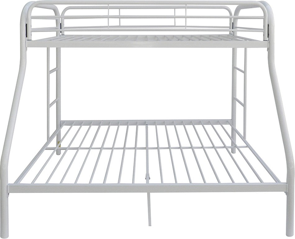 White Twin Xl Over Queen Size Metal Bunk Bed By Homeroots | Beds | Modishstore - 3