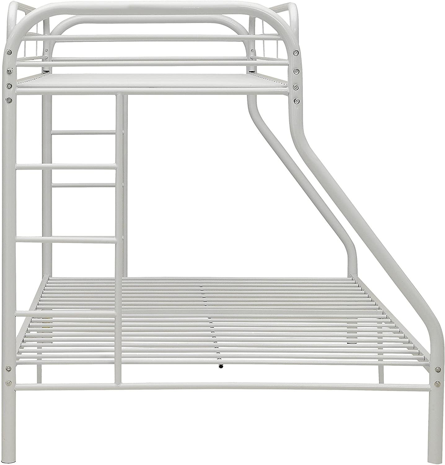 White Twin Xl Over Queen Size Metal Bunk Bed By Homeroots | Beds | Modishstore - 4