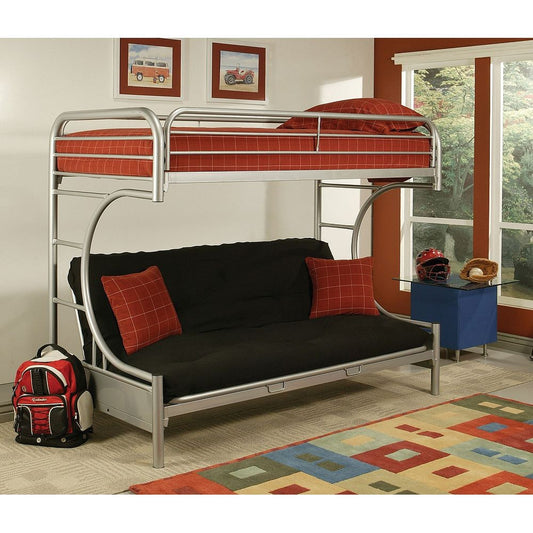 Silver Twin Xl Over Queen Futon Bunk Bed By Homeroots | Beds | Modishstore - 4