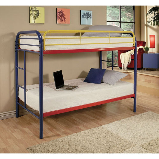Colorful Twin Over Twin Bunk Bed By Homeroots | Beds | Modishstore - 2