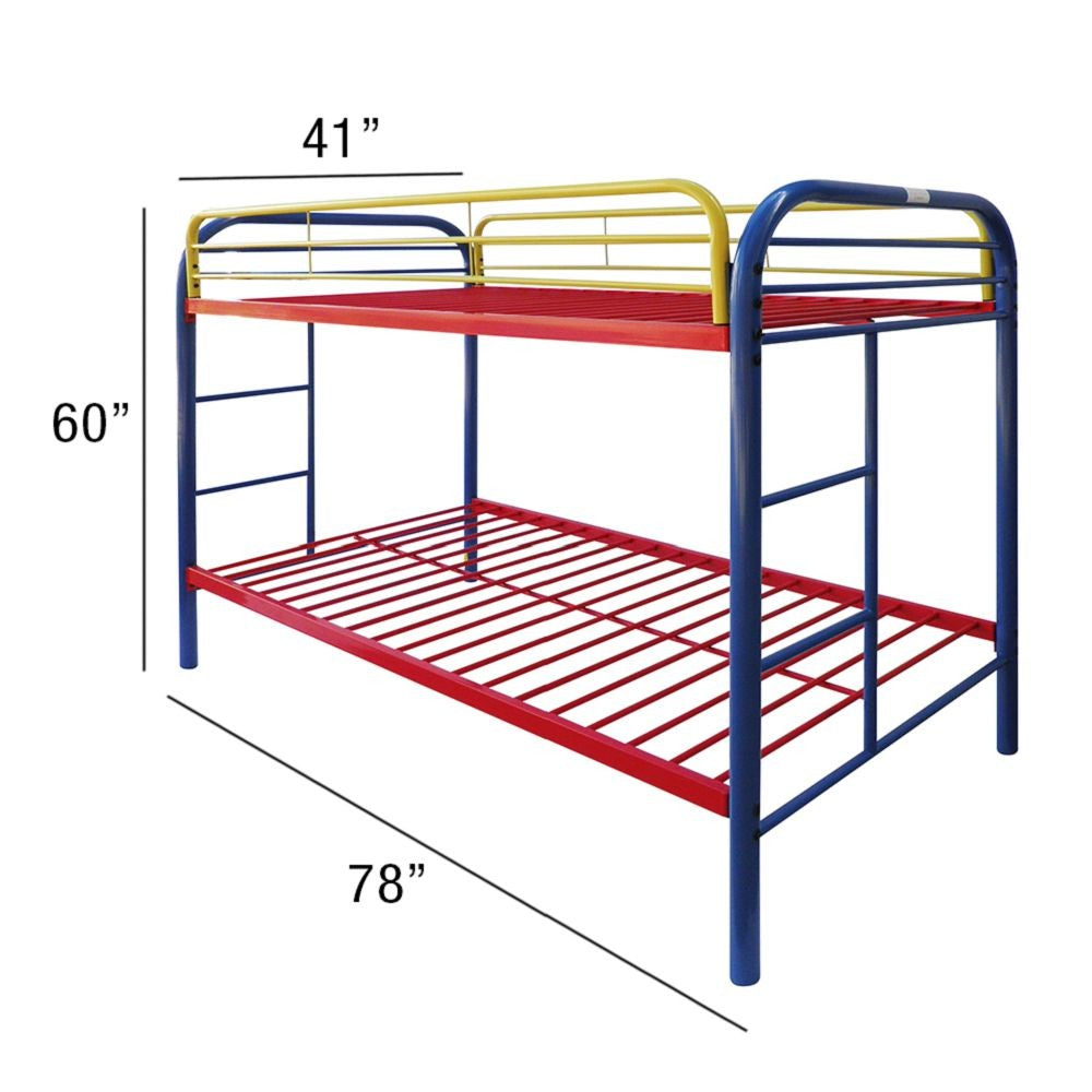 Colorful Twin Over Twin Bunk Bed By Homeroots | Beds | Modishstore - 4