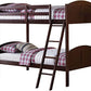 Brown Twin Over Twin Classic Bunk Bed By Homeroots | Beds | Modishstore - 2
