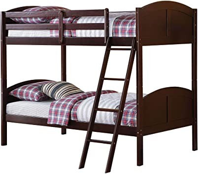 Brown Twin Over Twin Classic Bunk Bed By Homeroots | Beds | Modishstore - 2