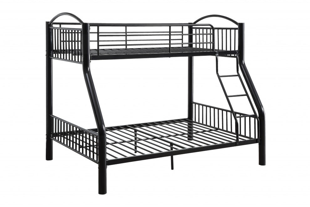 Black Traditional Twin Over Full Bunk Bed By Homeroots | Beds | Modishstore - 2