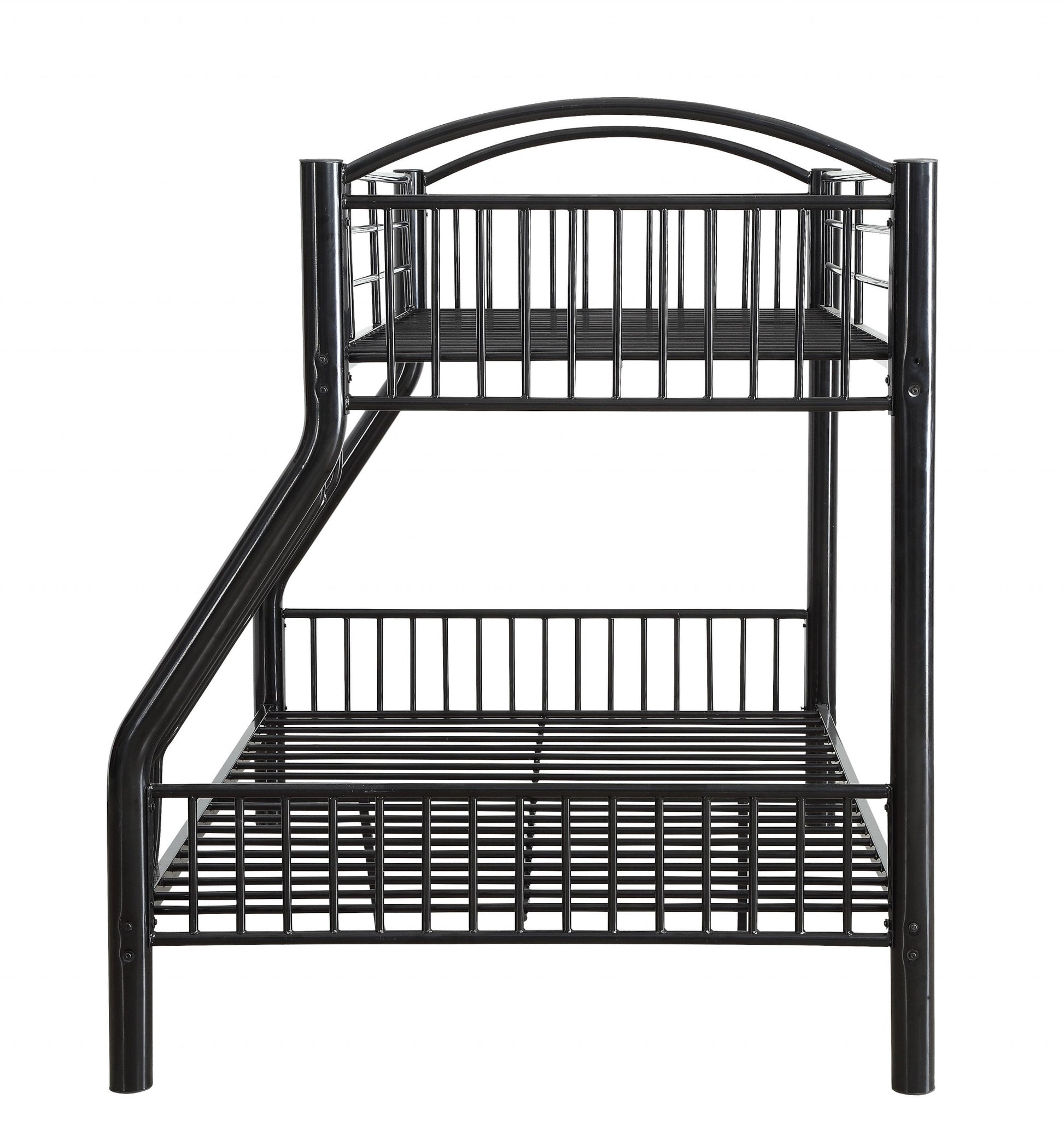 Black Traditional Twin Over Full Bunk Bed By Homeroots | Beds | Modishstore - 4