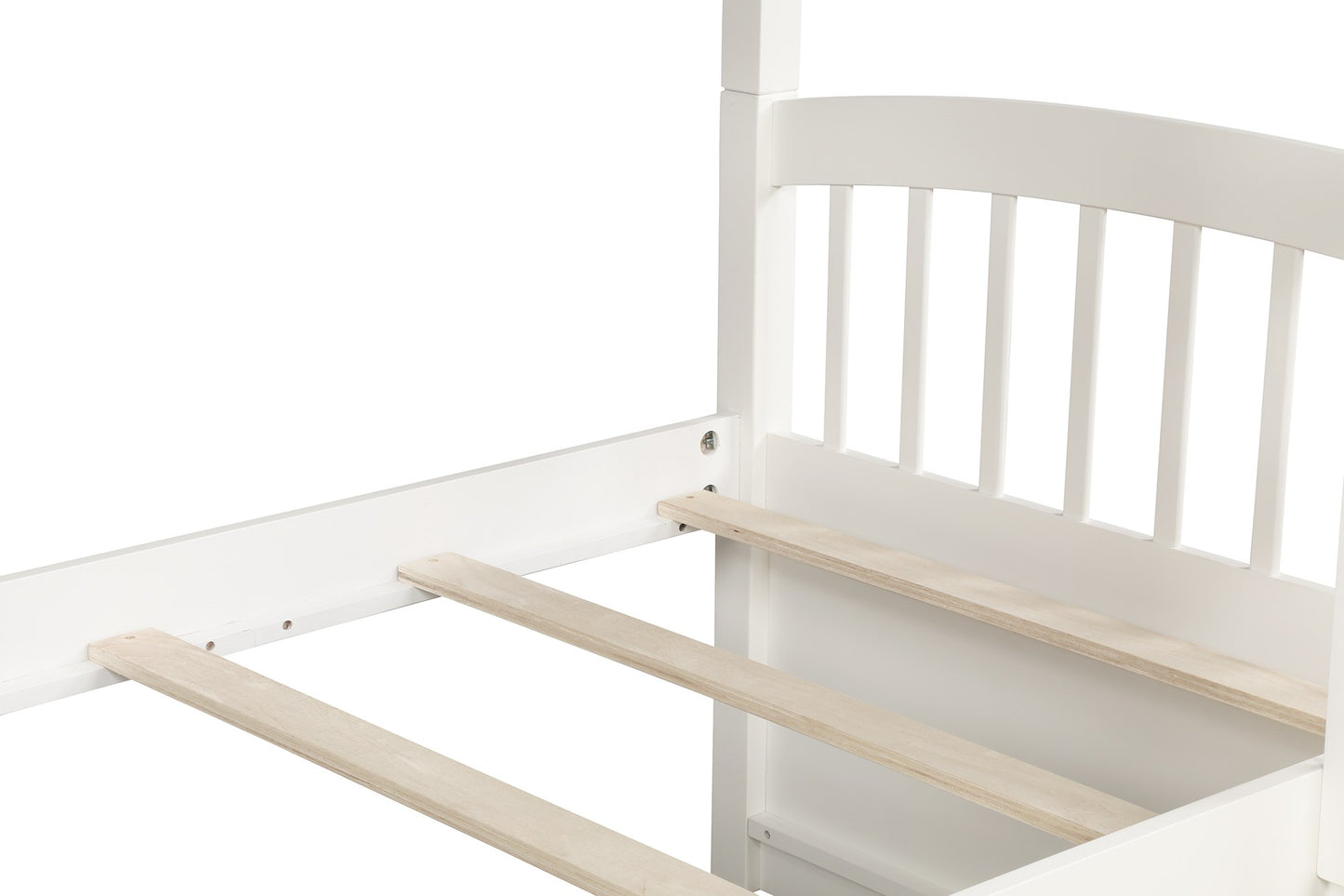 White Twin Over Twin Bunk Bed With Trundle And Drawers By Homeroots | Beds | Modishstore - 7