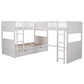 White Twin Size Bunk Bed With Attached Loft Bed And Drawers By Homeroots | Beds | Modishstore - 5