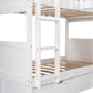 White Twin Size Bunk Bed With Attached Loft Bed And Drawers By Homeroots | Beds | Modishstore - 9