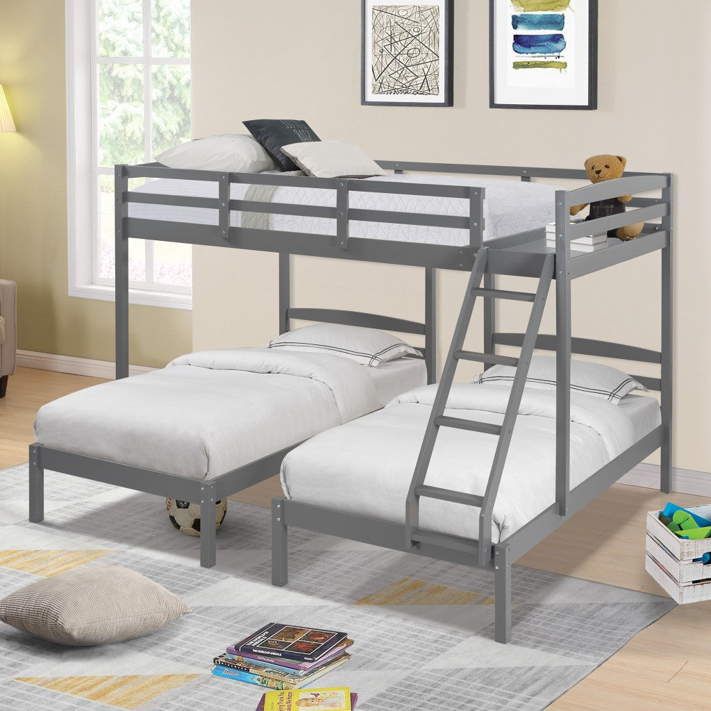 Gray Full Over Double Twin Triple Bunk Bed By Homeroots | Beds | Modishstore - 4