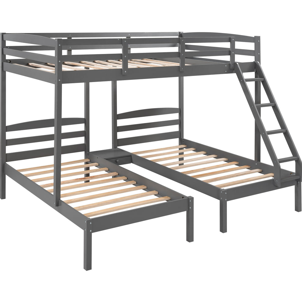 Gray Full Over Double Twin Triple Bunk Bed By Homeroots | Beds | Modishstore - 6