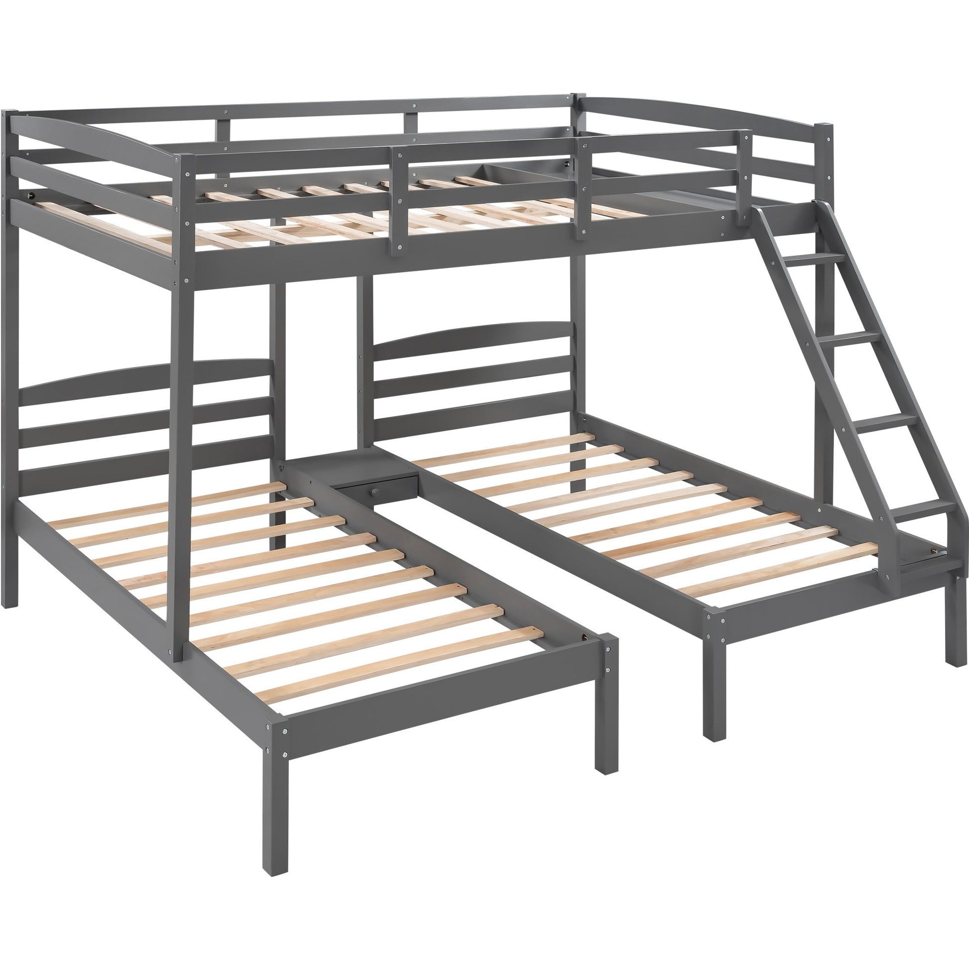 Gray Full Over Double Twin Triple Bunk Bed By Homeroots | Beds | Modishstore - 8