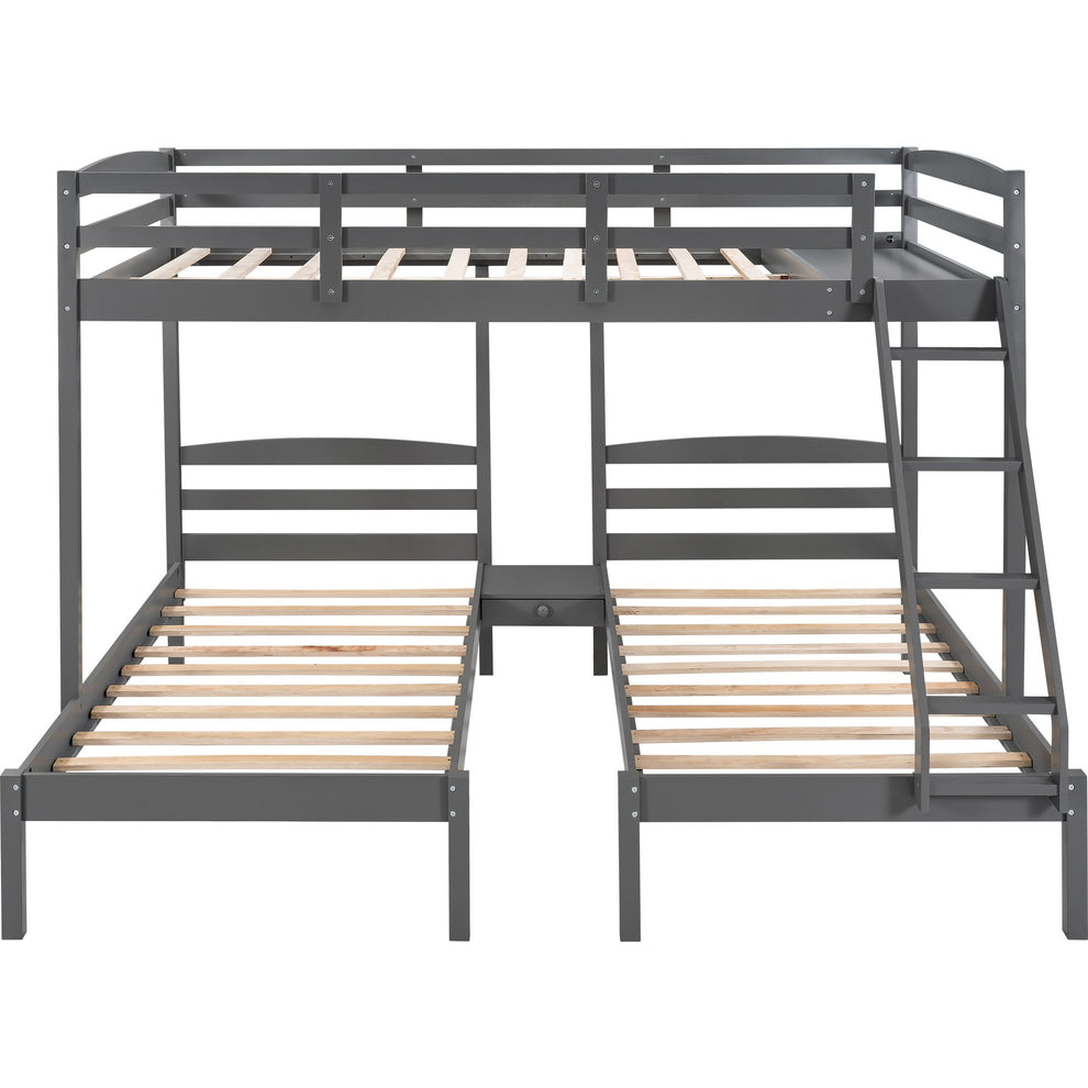 Gray Full Over Double Twin Triple Bunk Bed By Homeroots | Beds | Modishstore - 9