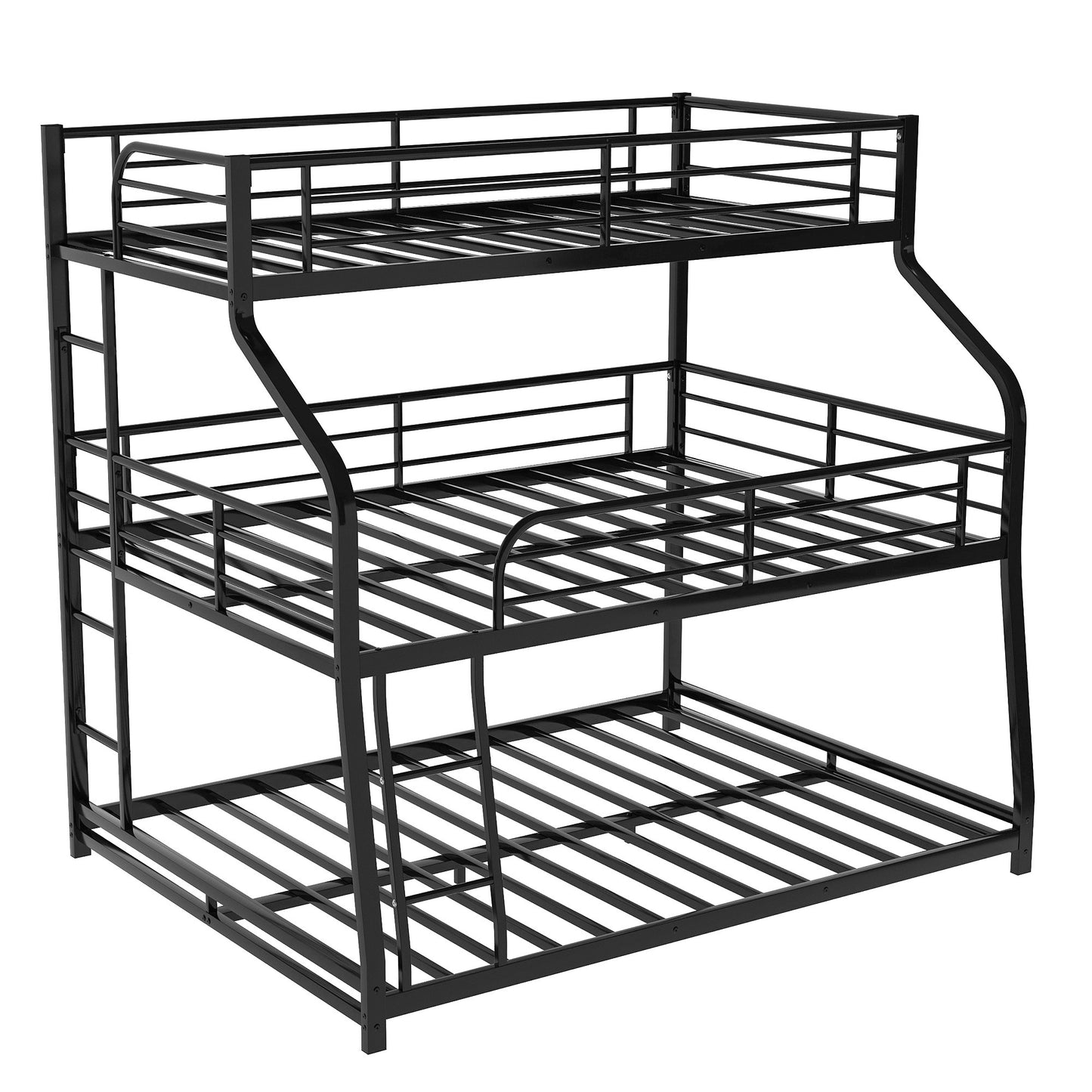 Black Twin Xl Over Full Xl Over Queen Size Bunk Bed By Homeroots | Beds | Modishstore - 4