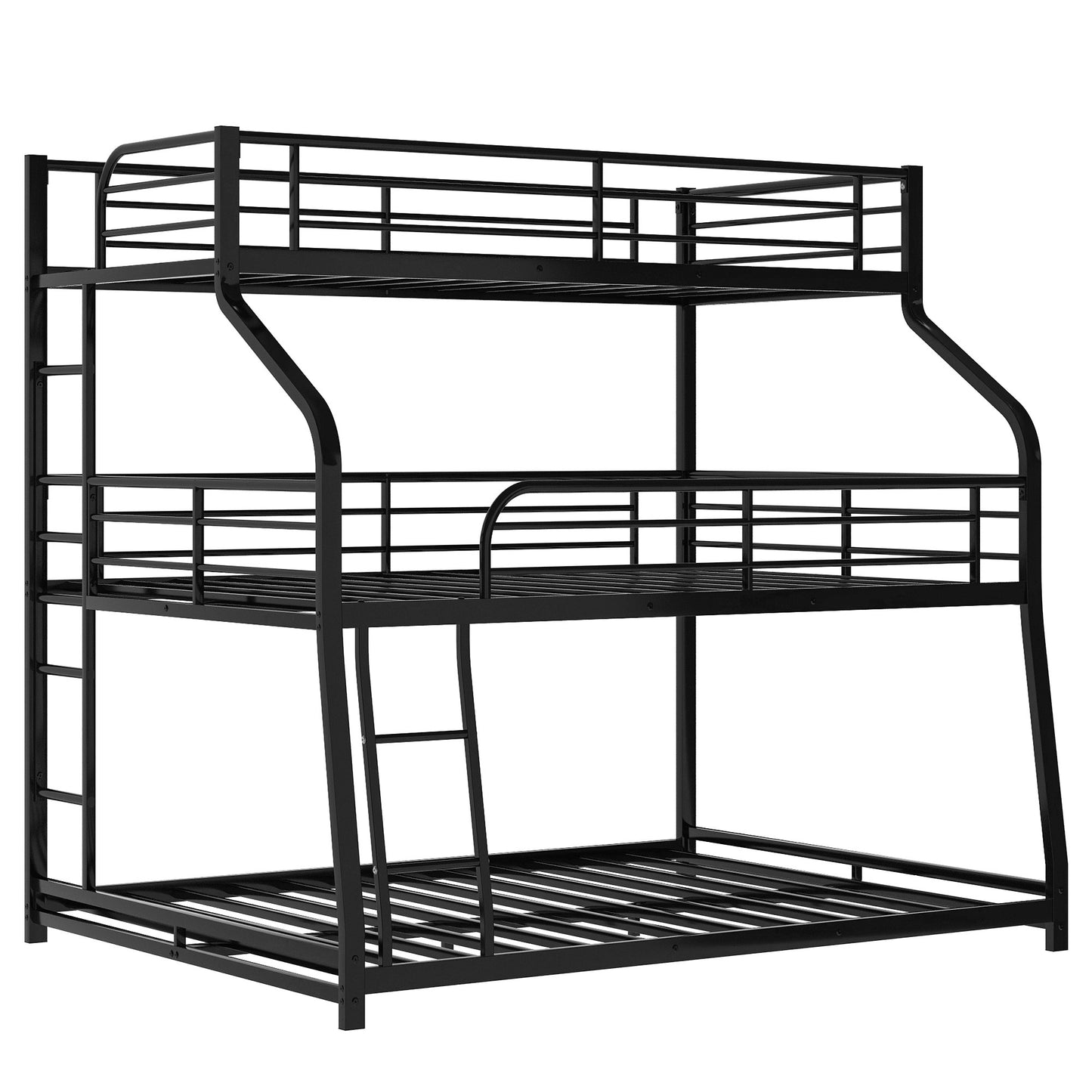 Black Twin Xl Over Full Xl Over Queen Size Bunk Bed By Homeroots | Beds | Modishstore - 5