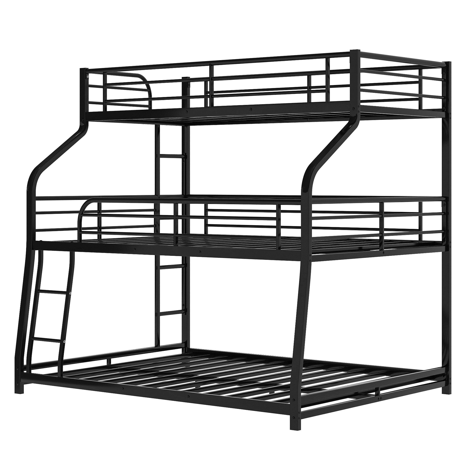 Black Twin Xl Over Full Xl Over Queen Size Bunk Bed By Homeroots | Beds | Modishstore - 6