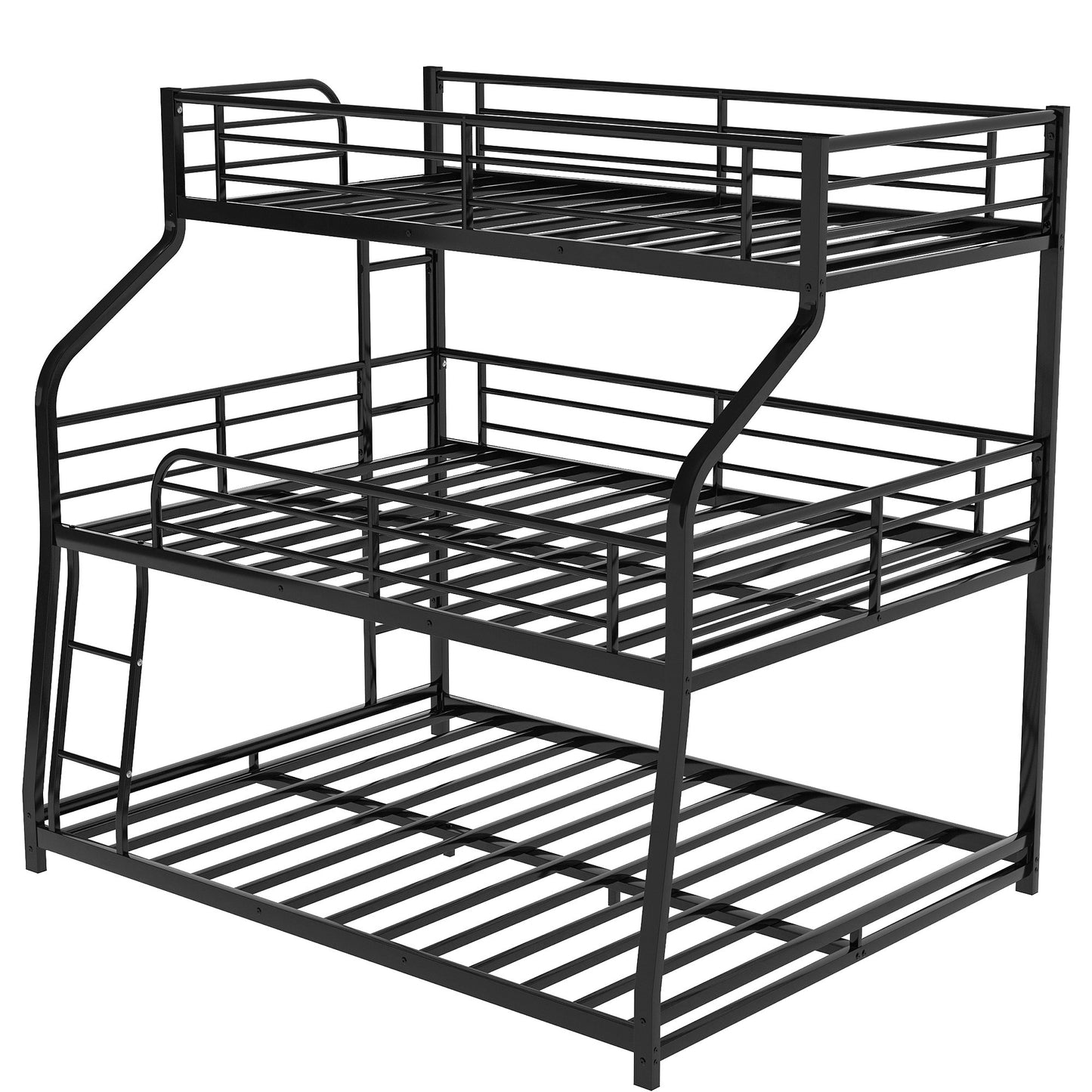 Black Twin Xl Over Full Xl Over Queen Size Bunk Bed By Homeroots | Beds | Modishstore - 7