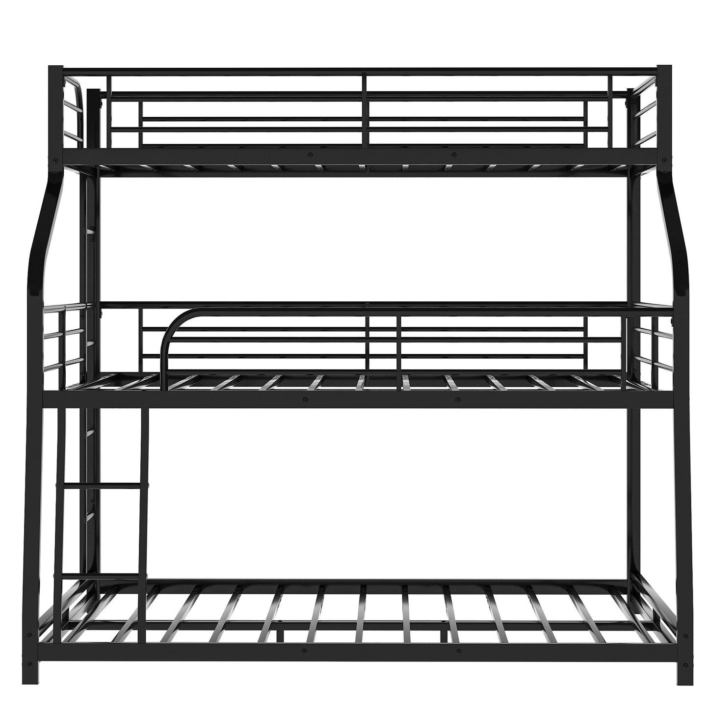 Black Twin Xl Over Full Xl Over Queen Size Bunk Bed By Homeroots | Beds | Modishstore - 8