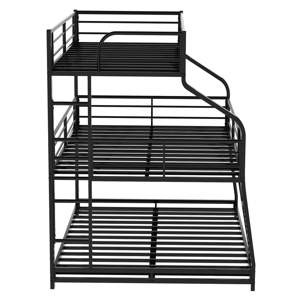 Black Twin Xl Over Full Xl Over Queen Size Bunk Bed By Homeroots | Beds | Modishstore - 9