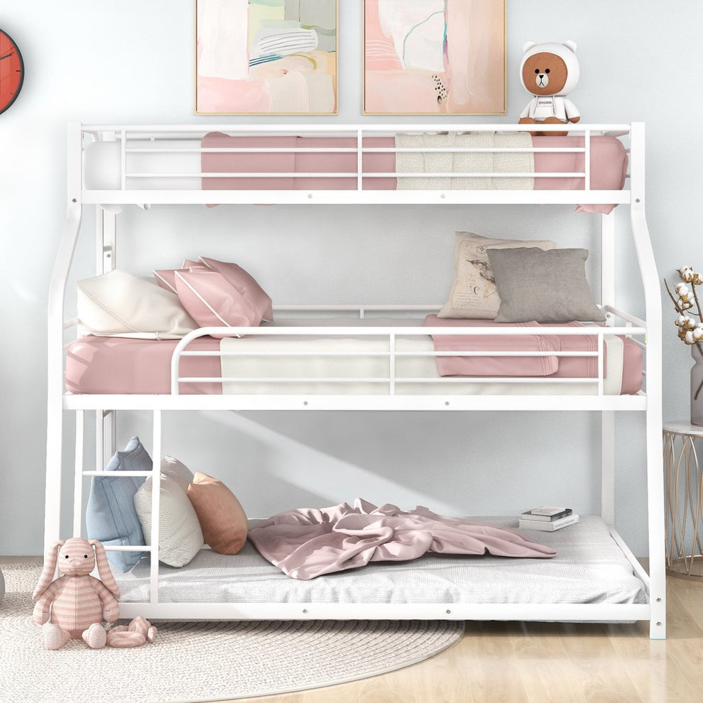 Black Twin Xl Over Full Xl Over Queen Size Bunk Bed By Homeroots | Beds | Modishstore - 11