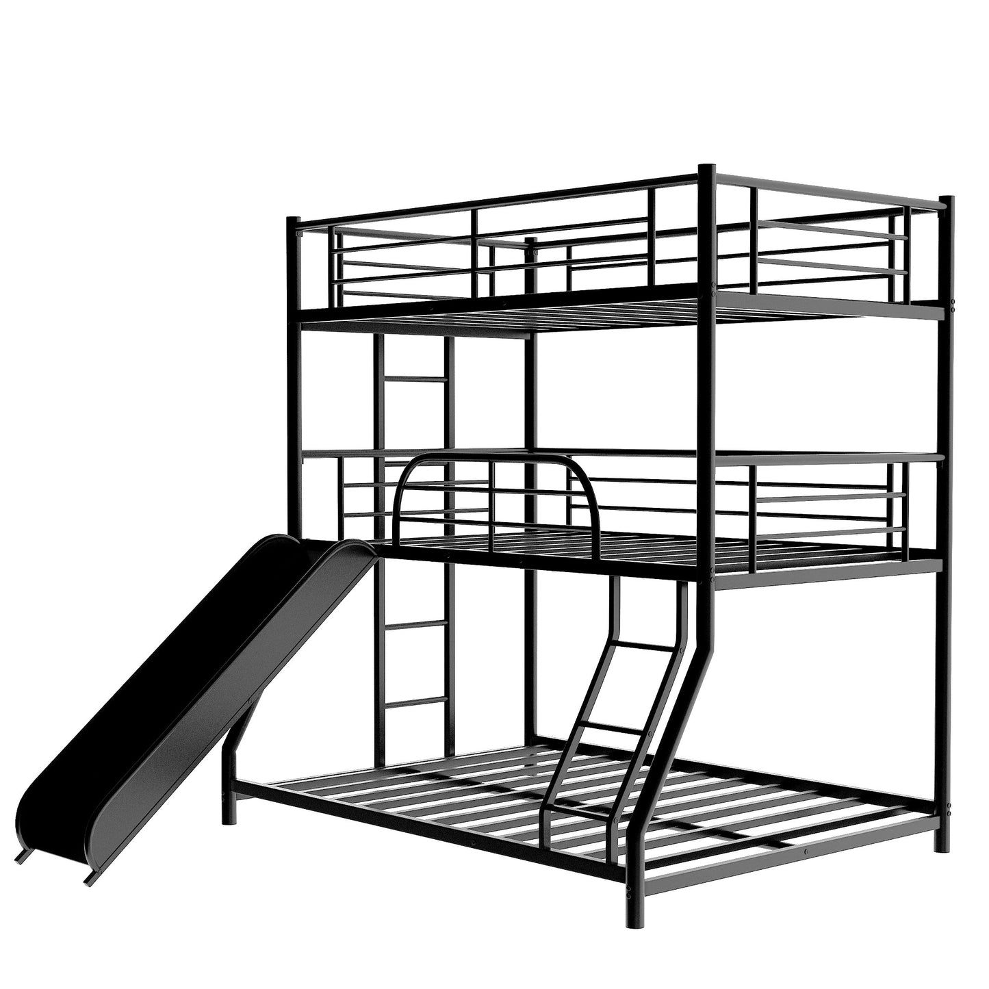 Black Twin Over Twin Over Full Size Triple Bunk Bed By Homeroots | Beds | Modishstore - 7