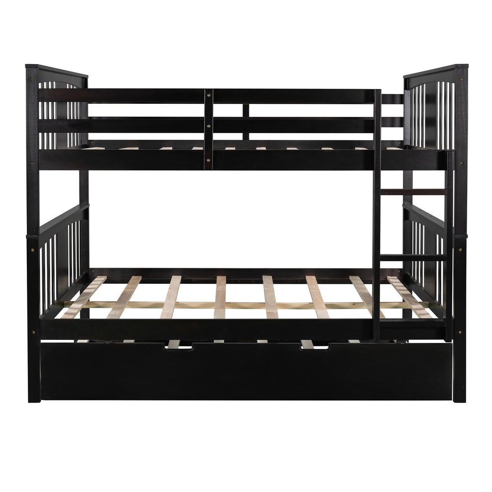 Brown Double Full Size Over Twin Trundle Bunk Bed By Homeroots | Beds | Modishstore - 6