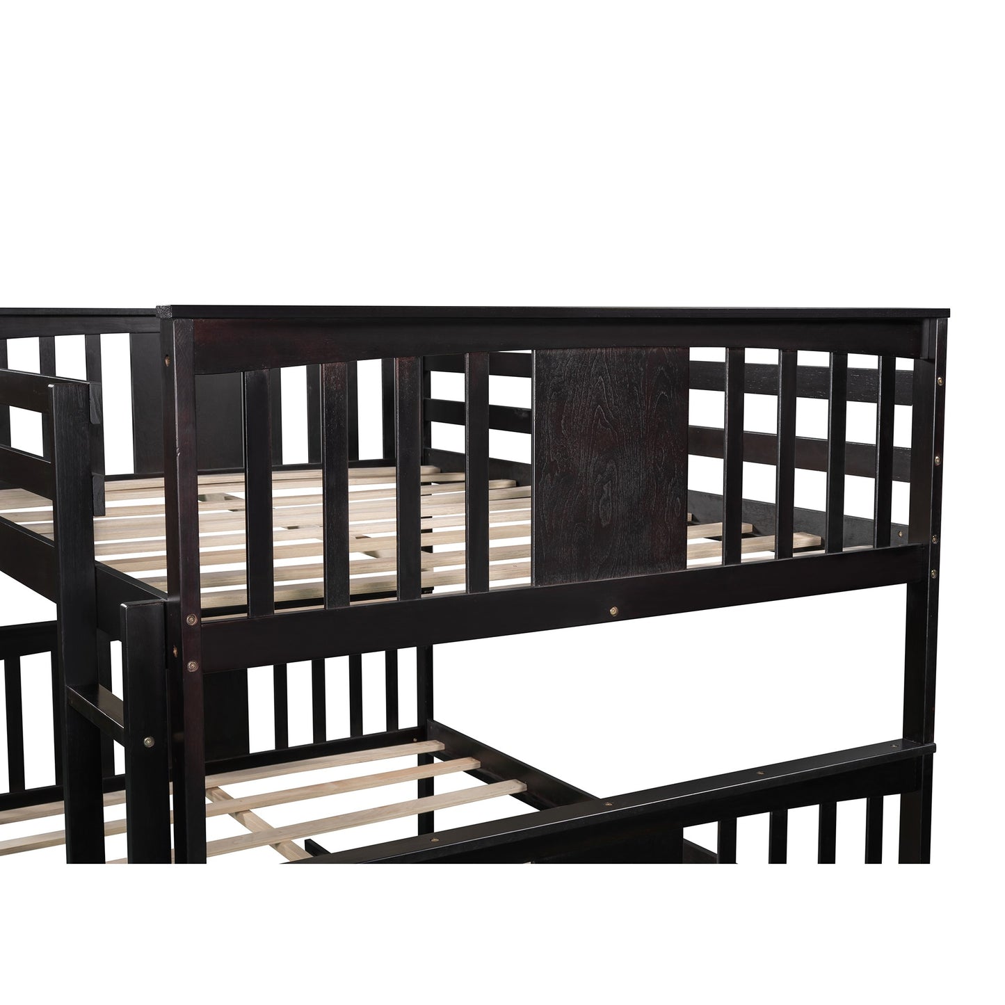 Brown Double Full Size Over Twin Trundle Bunk Bed By Homeroots | Beds | Modishstore - 8