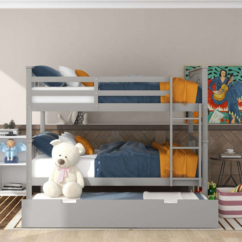 Brown Double Full Size Over Twin Trundle Bunk Bed By Homeroots | Beds | Modishstore - 11