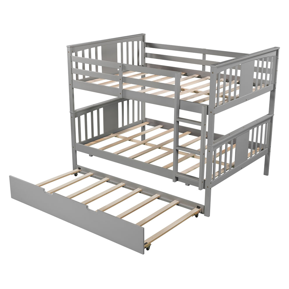 Brown Double Full Size Over Twin Trundle Bunk Bed By Homeroots | Beds | Modishstore - 13