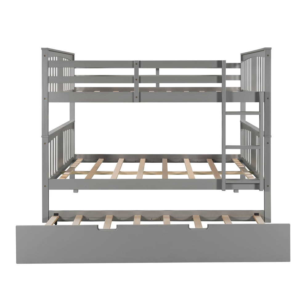 Brown Double Full Size Over Twin Trundle Bunk Bed By Homeroots | Beds | Modishstore - 14