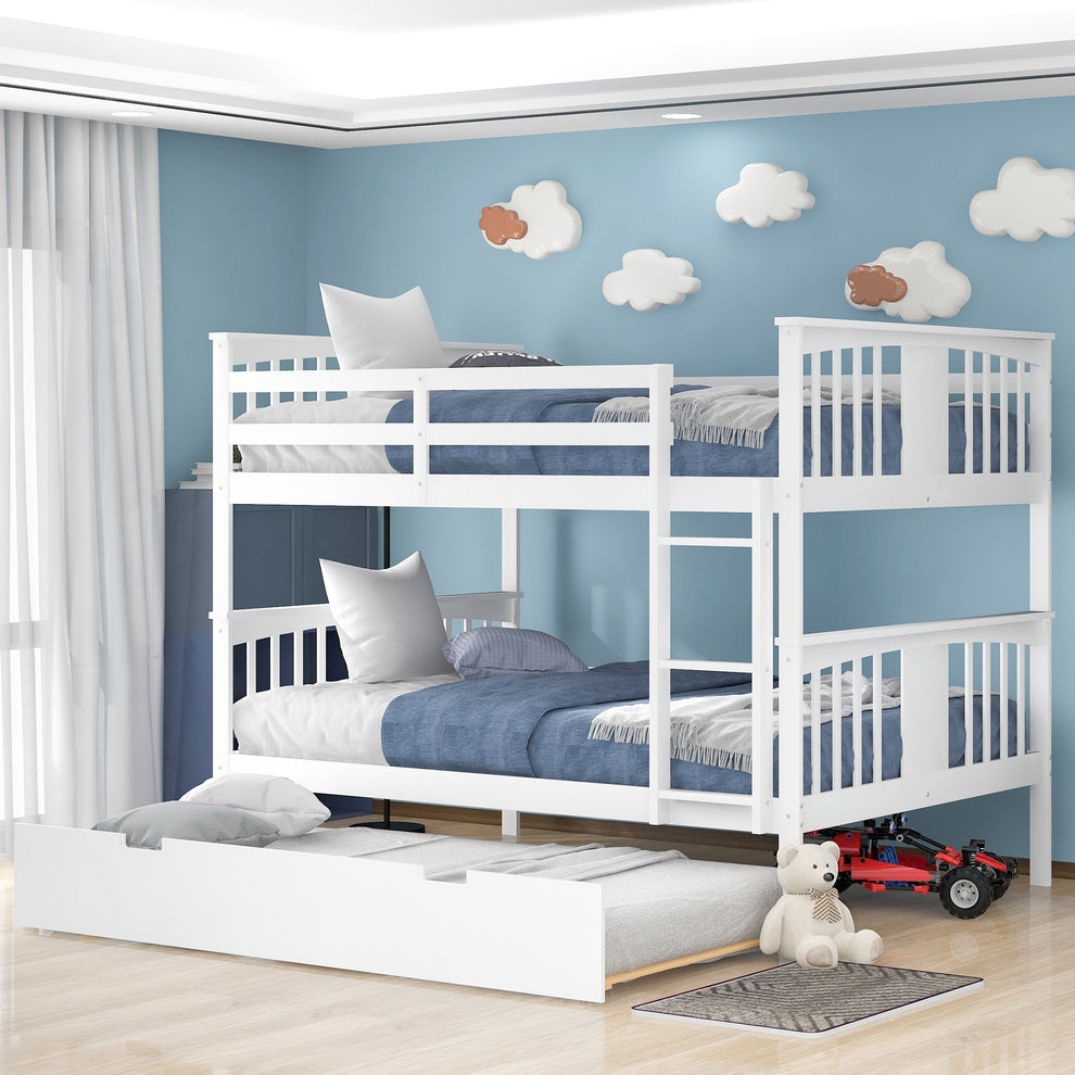 Brown Double Full Size Over Twin Trundle Bunk Bed By Homeroots | Beds | Modishstore - 19