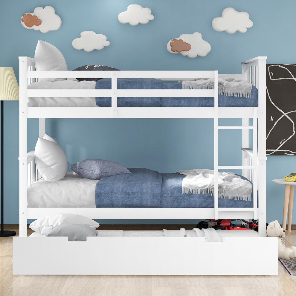 Brown Double Full Size Over Twin Trundle Bunk Bed By Homeroots | Beds | Modishstore - 20