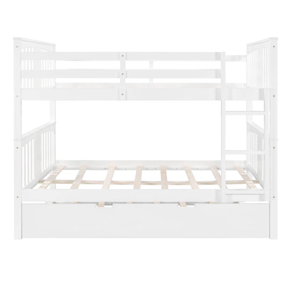 Brown Double Full Size Over Twin Trundle Bunk Bed By Homeroots | Beds | Modishstore - 22