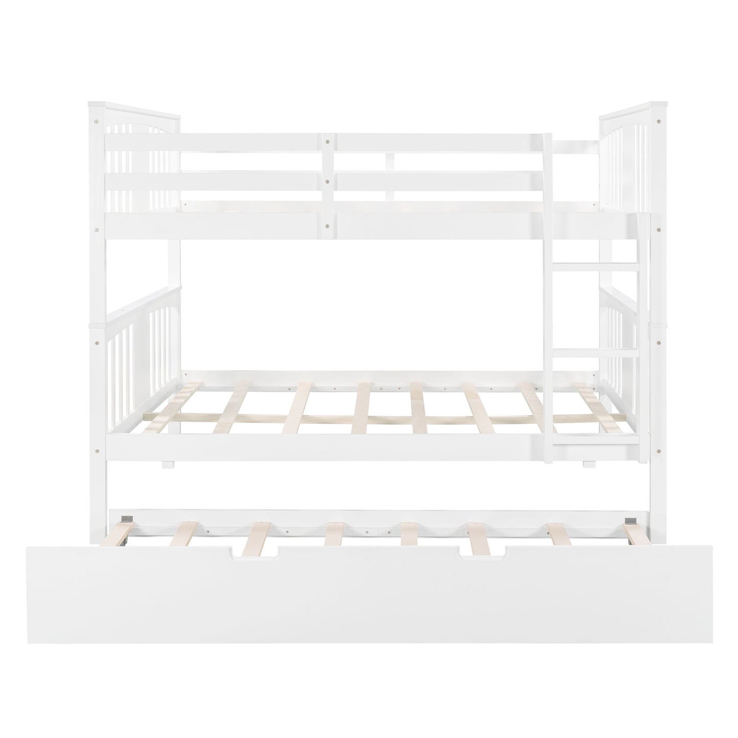 Brown Double Full Size Over Twin Trundle Bunk Bed By Homeroots | Beds | Modishstore - 23