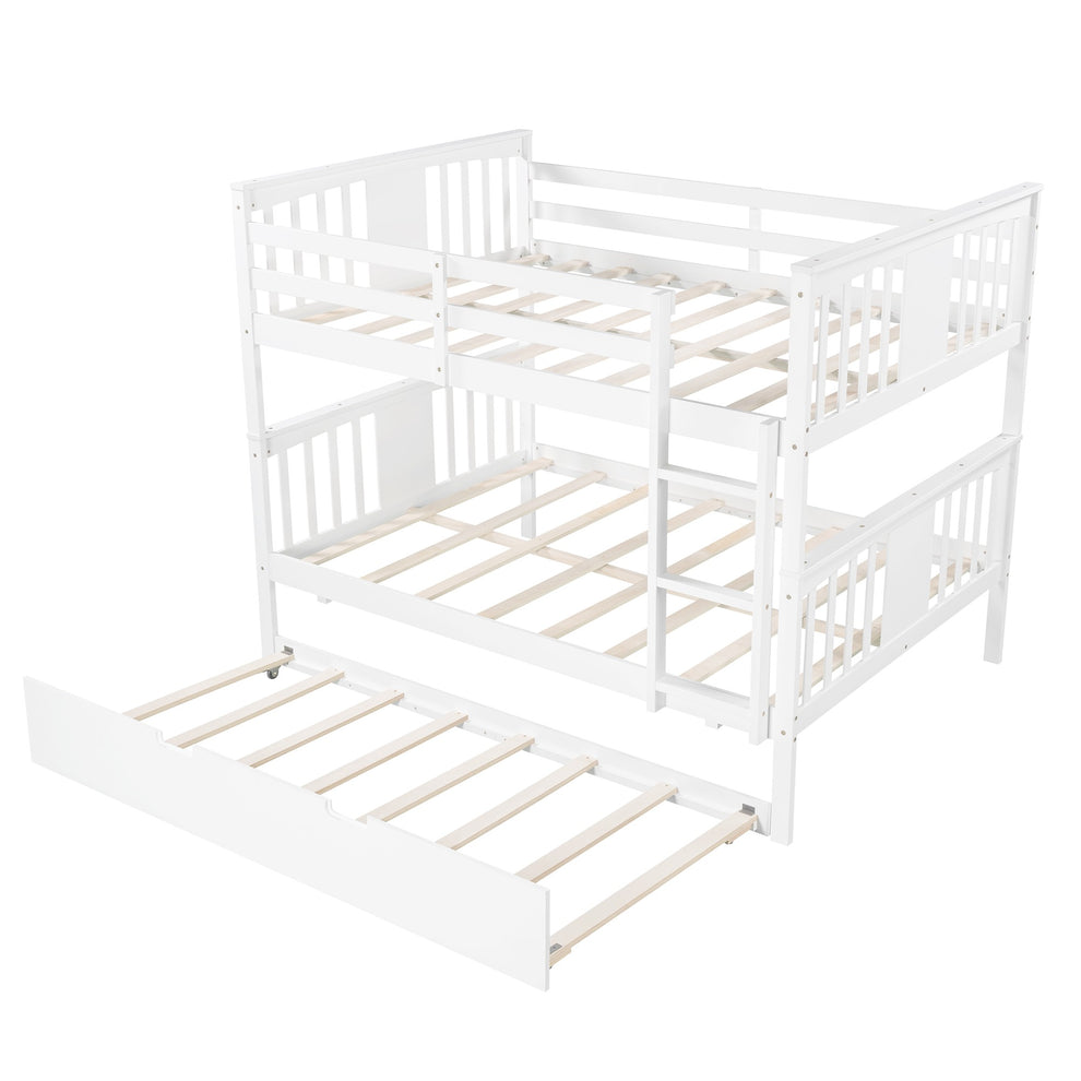 Brown Double Full Size Over Twin Trundle Bunk Bed By Homeroots | Beds | Modishstore - 24