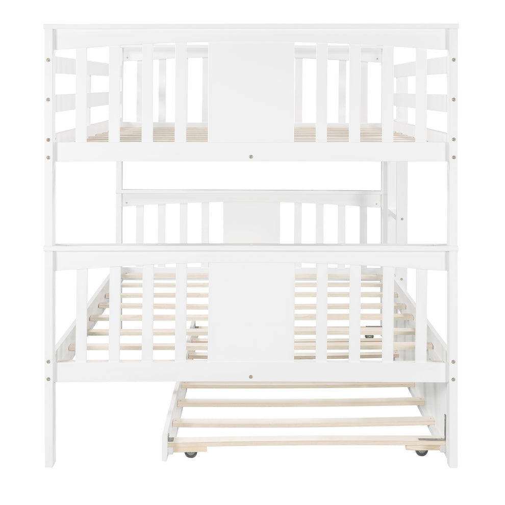 Brown Double Full Size Over Twin Trundle Bunk Bed By Homeroots | Beds | Modishstore - 27