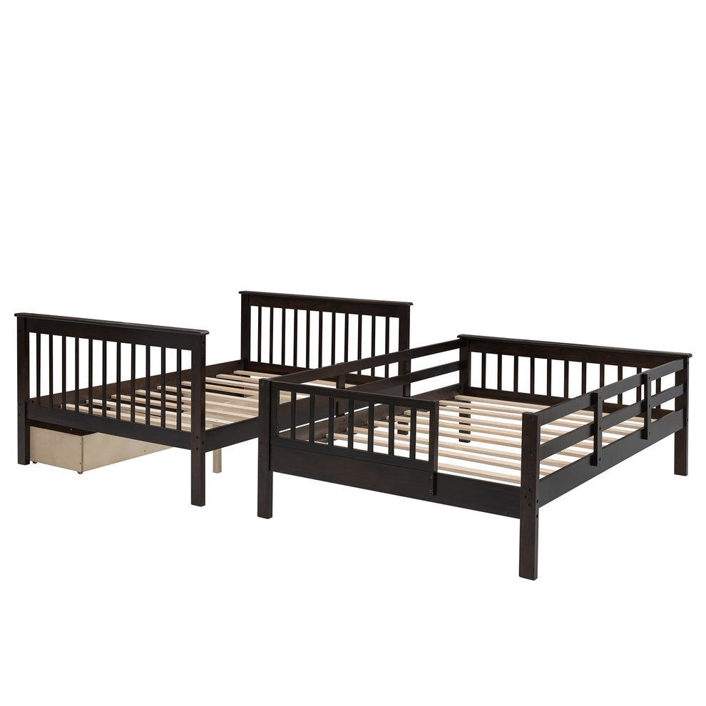 White Double Full Size Stairway Bunk Bed With Drawer By Homeroots | Beds | Modishstore - 18