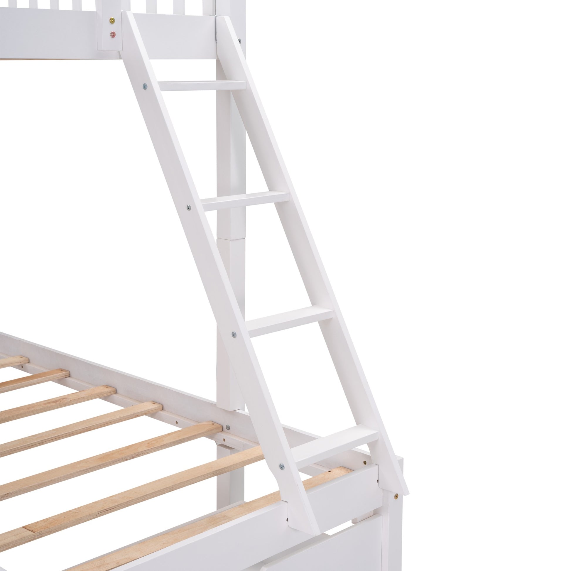 White Full Over Two Twins Triple Bunk Bed By Homeroots | Beds | Modishstore - 8