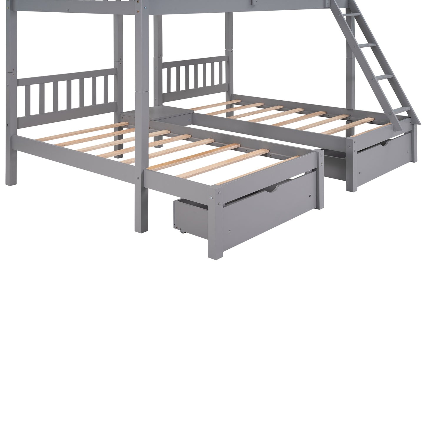 White Full Over Two Twins Triple Bunk Bed By Homeroots | Beds | Modishstore - 17