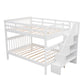 White Double Full Size Stairway Bunk Bed By Homeroots | Beds | Modishstore - 3