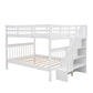 White Double Full Size Stairway Bunk Bed By Homeroots | Beds | Modishstore - 6