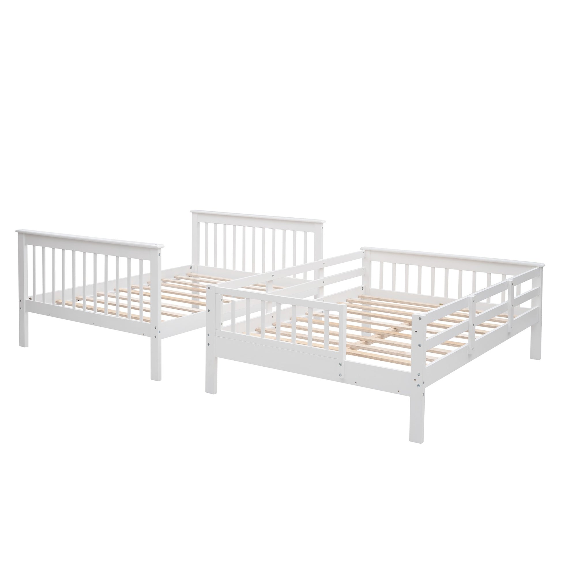 White Double Full Size Stairway Bunk Bed By Homeroots | Beds | Modishstore - 7