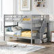 Gray Double Full Size Stairway Bunk Bed By Homeroots | Beds | Modishstore