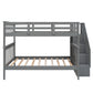 Gray Double Full Size Stairway Bunk Bed By Homeroots | Beds | Modishstore - 4