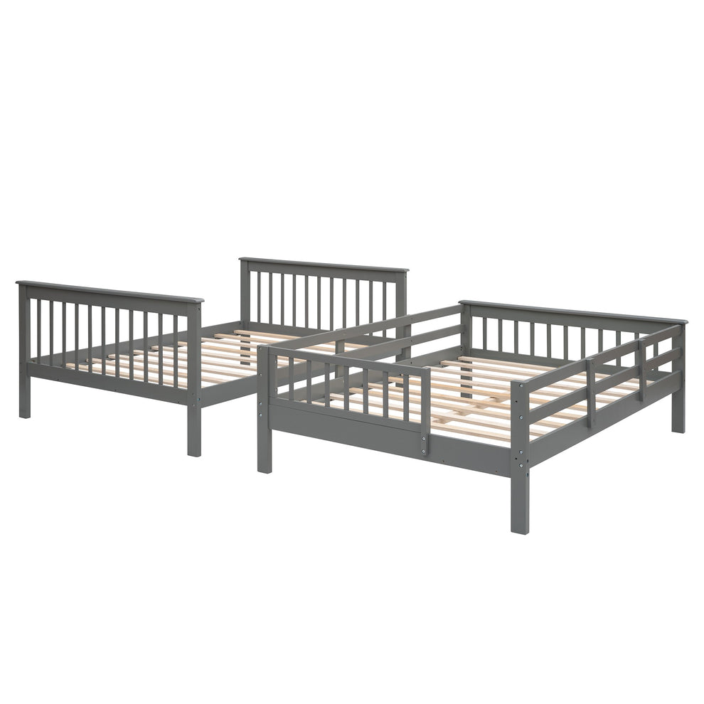 Gray Double Full Size Stairway Bunk Bed By Homeroots | Beds | Modishstore - 9