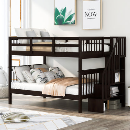 Gray Double Full Size Stairway Bunk Bed By Homeroots | Beds | Modishstore - 10