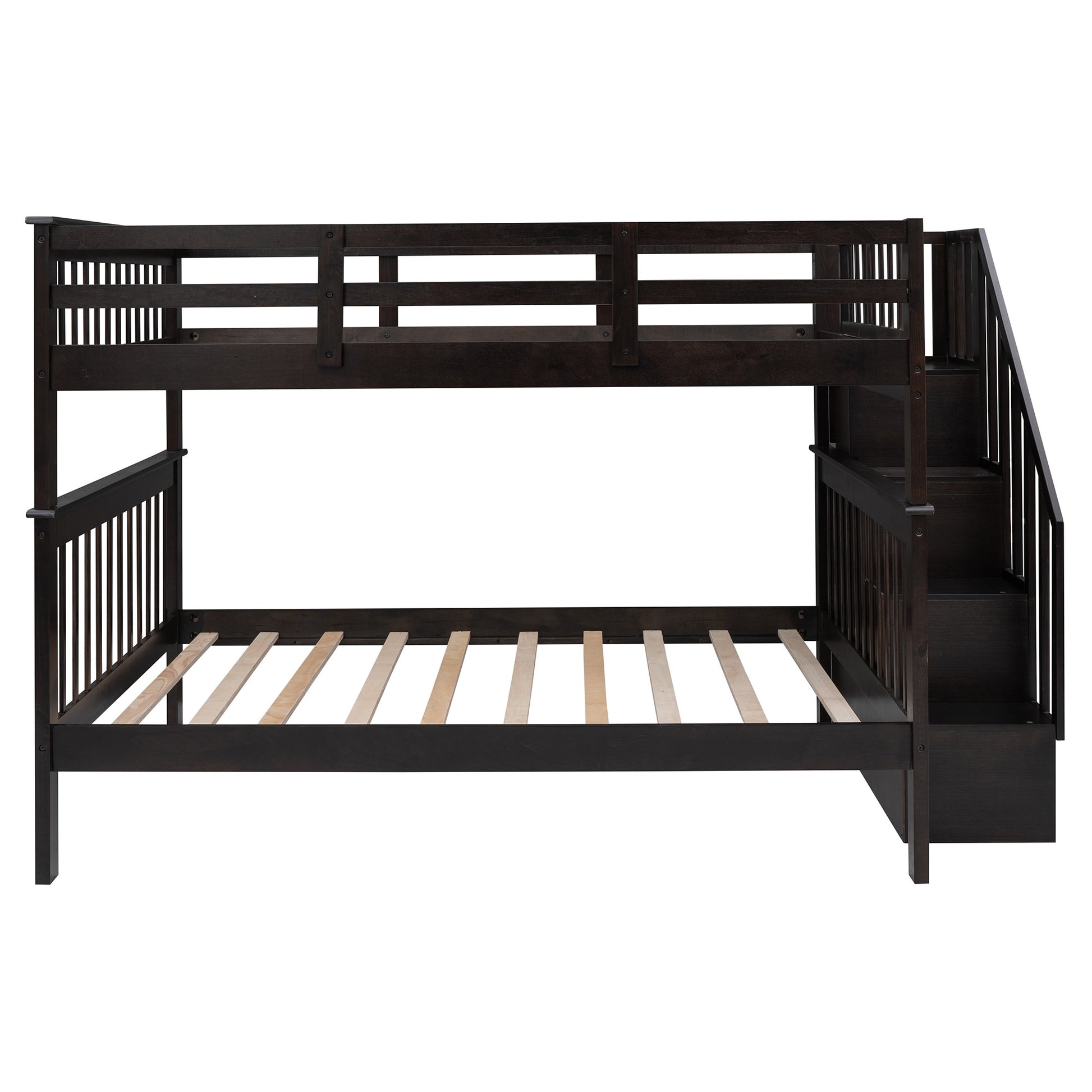 Gray Double Full Size Stairway Bunk Bed By Homeroots | Beds | Modishstore - 14