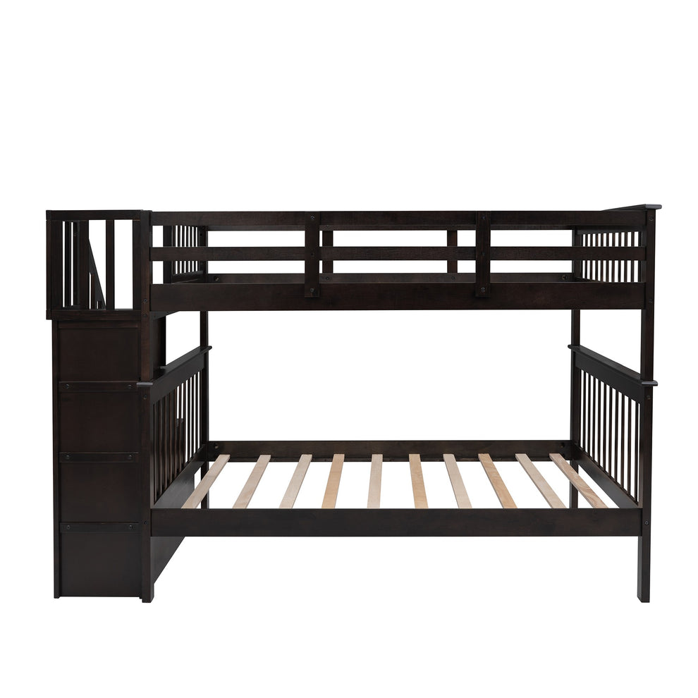 Gray Double Full Size Stairway Bunk Bed By Homeroots | Beds | Modishstore - 15