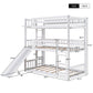 Gray Triple Twin Size Ladder Bunk Bed By Homeroots | Beds | Modishstore - 18